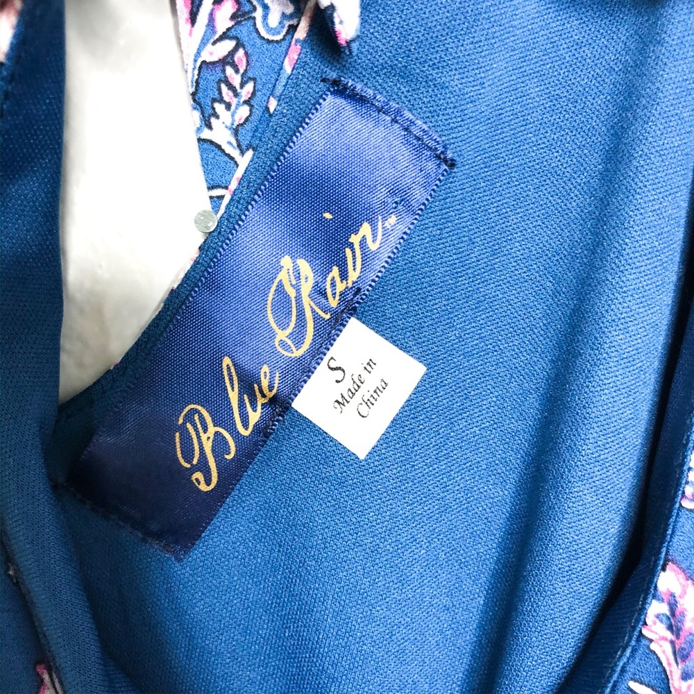Blue Rain Floral High Neck Dress - Picture 4 of 5